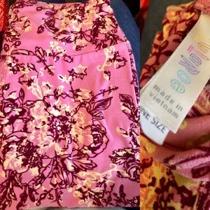 Lularoe leggings pink floral unicorn OS